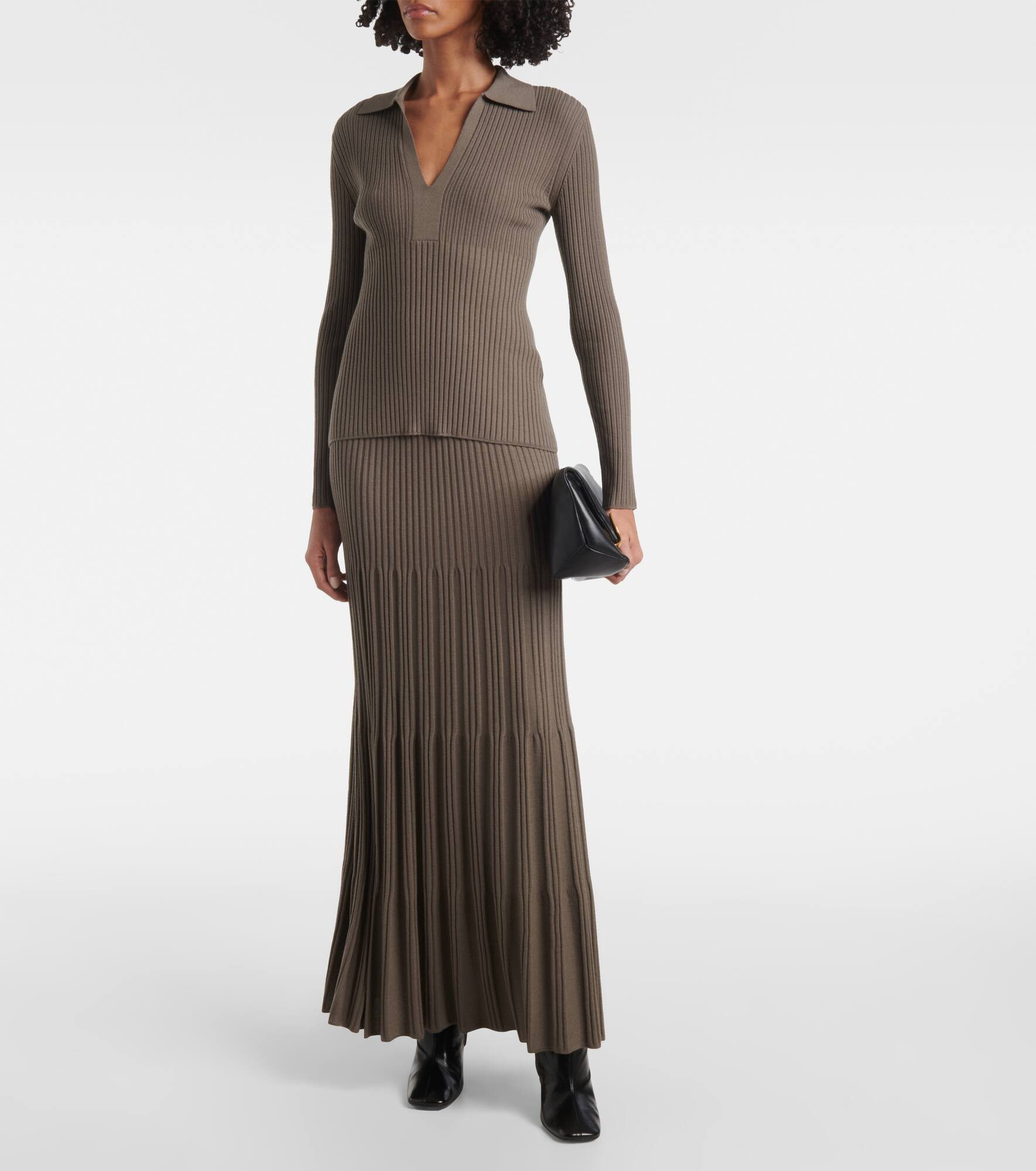 Merino ribbed-knit wool maxi skirt - 6
