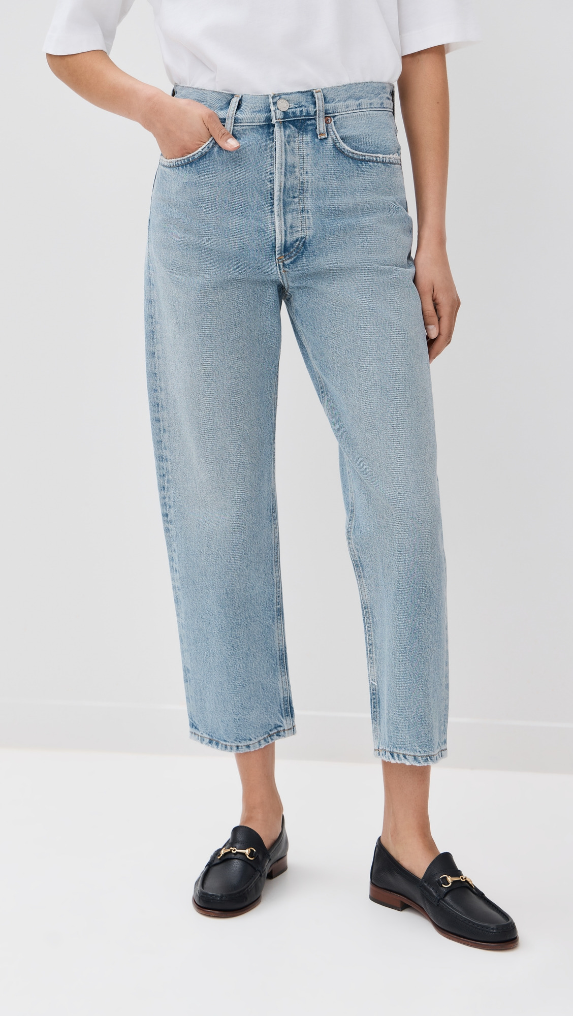 90 Crop Mid Rise Loose Straight Jeans - 2