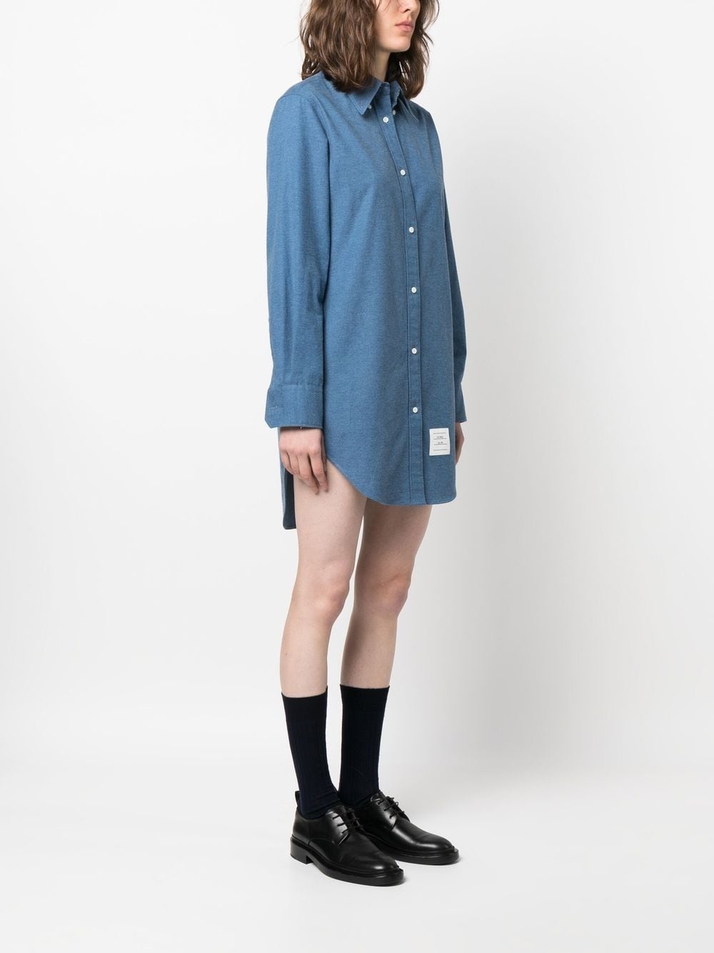 logo-patch shirt dress - 3