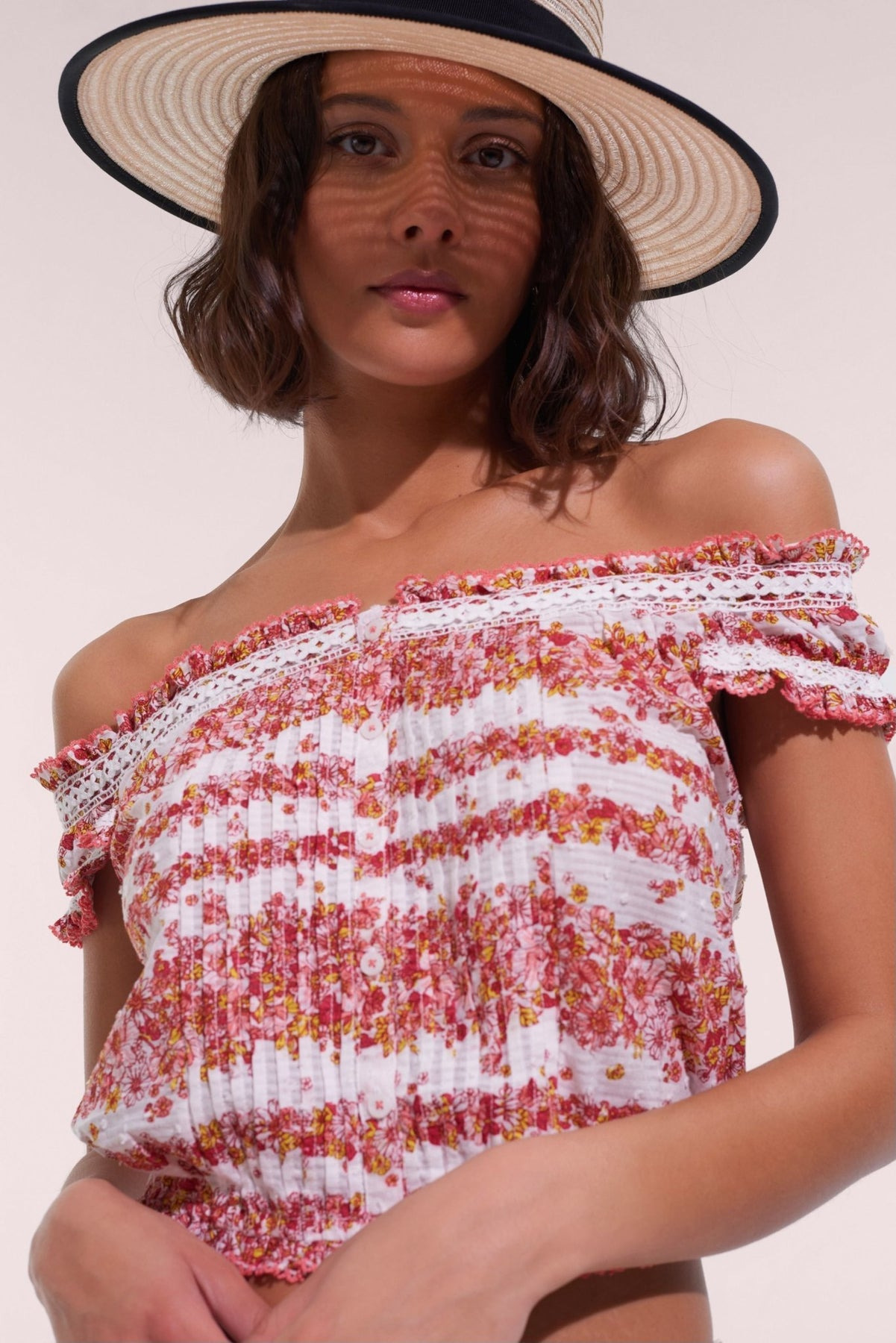 Top Alba - Pink Waves Flowers - 1