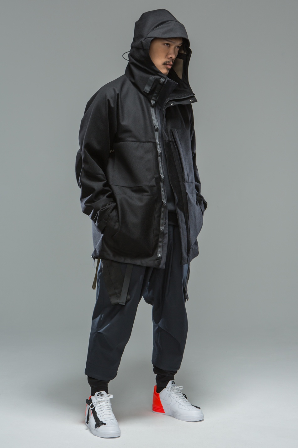 J54-LP 3L Wool Doeskin Parka Black - 2