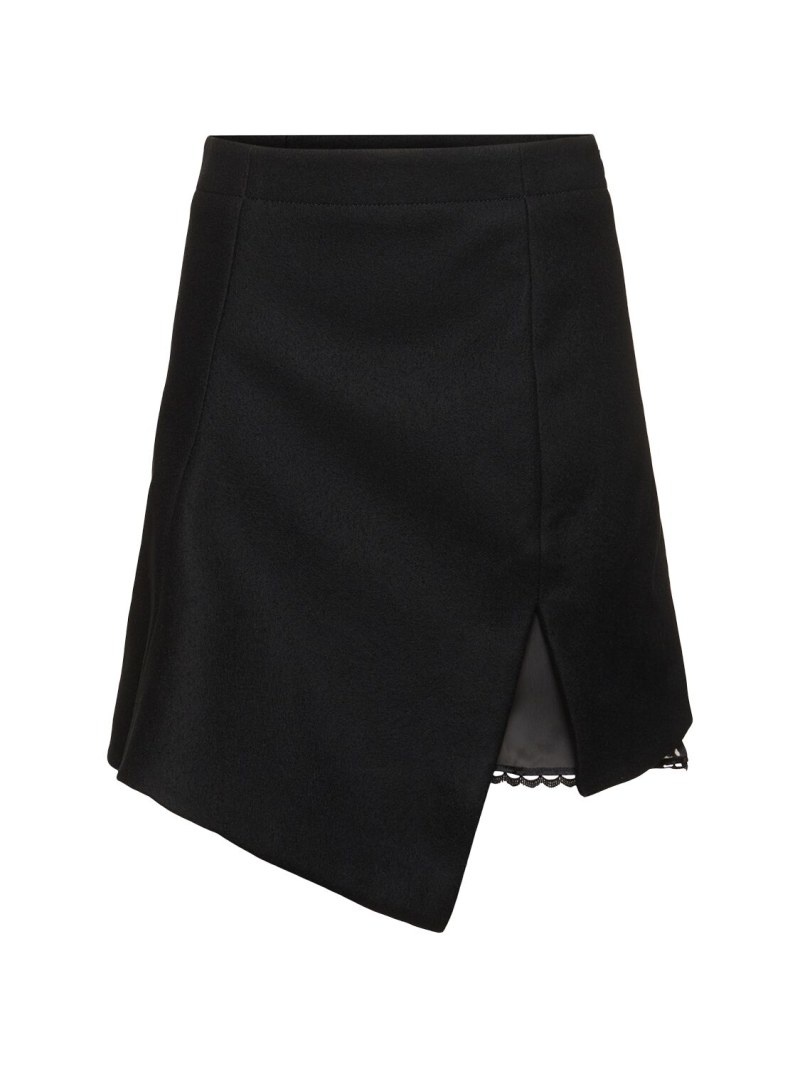 Asymmetric wool melton mini skirt - 1