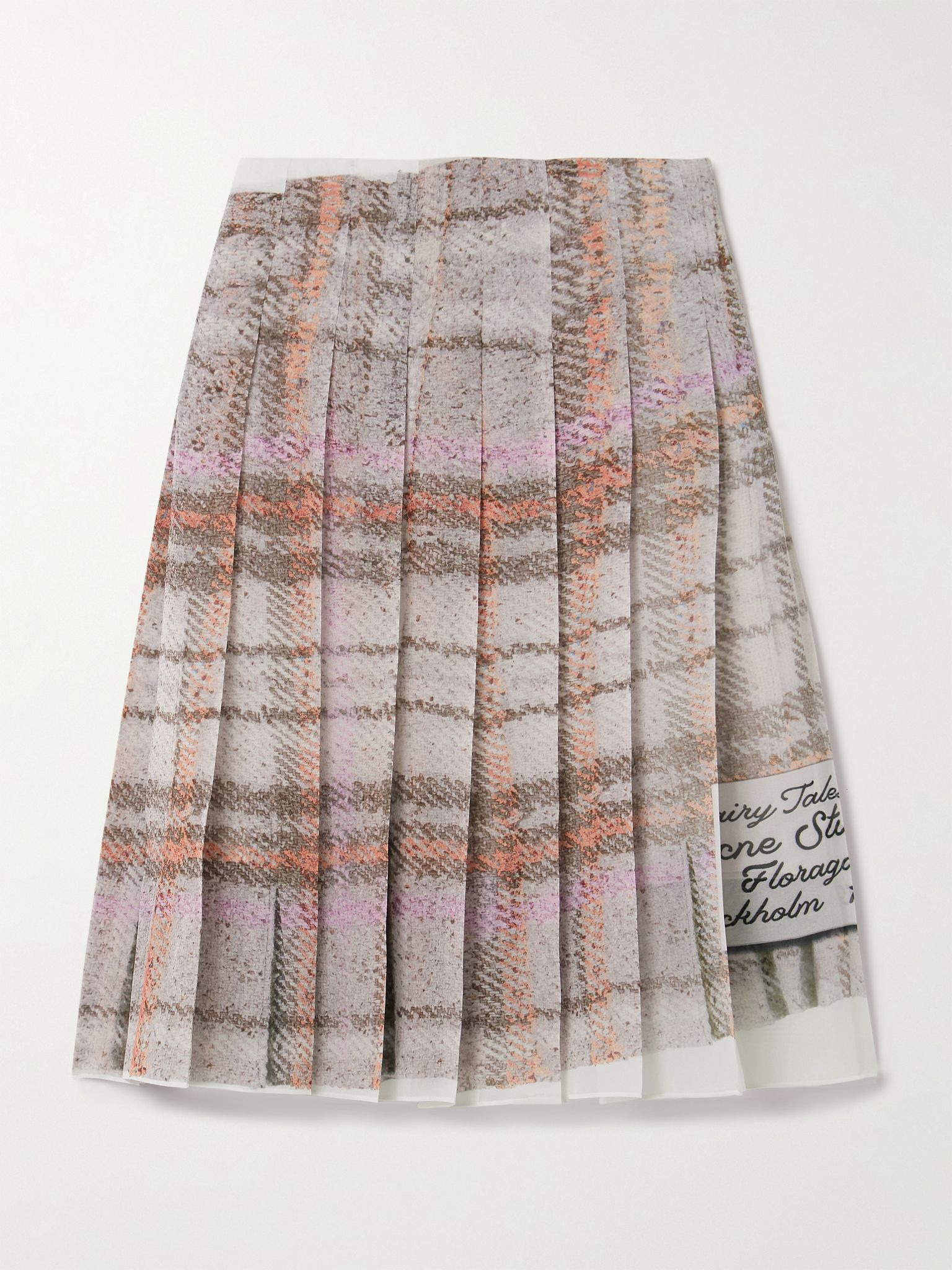 Pleated printed crepe de chine skirt Multi - 1
