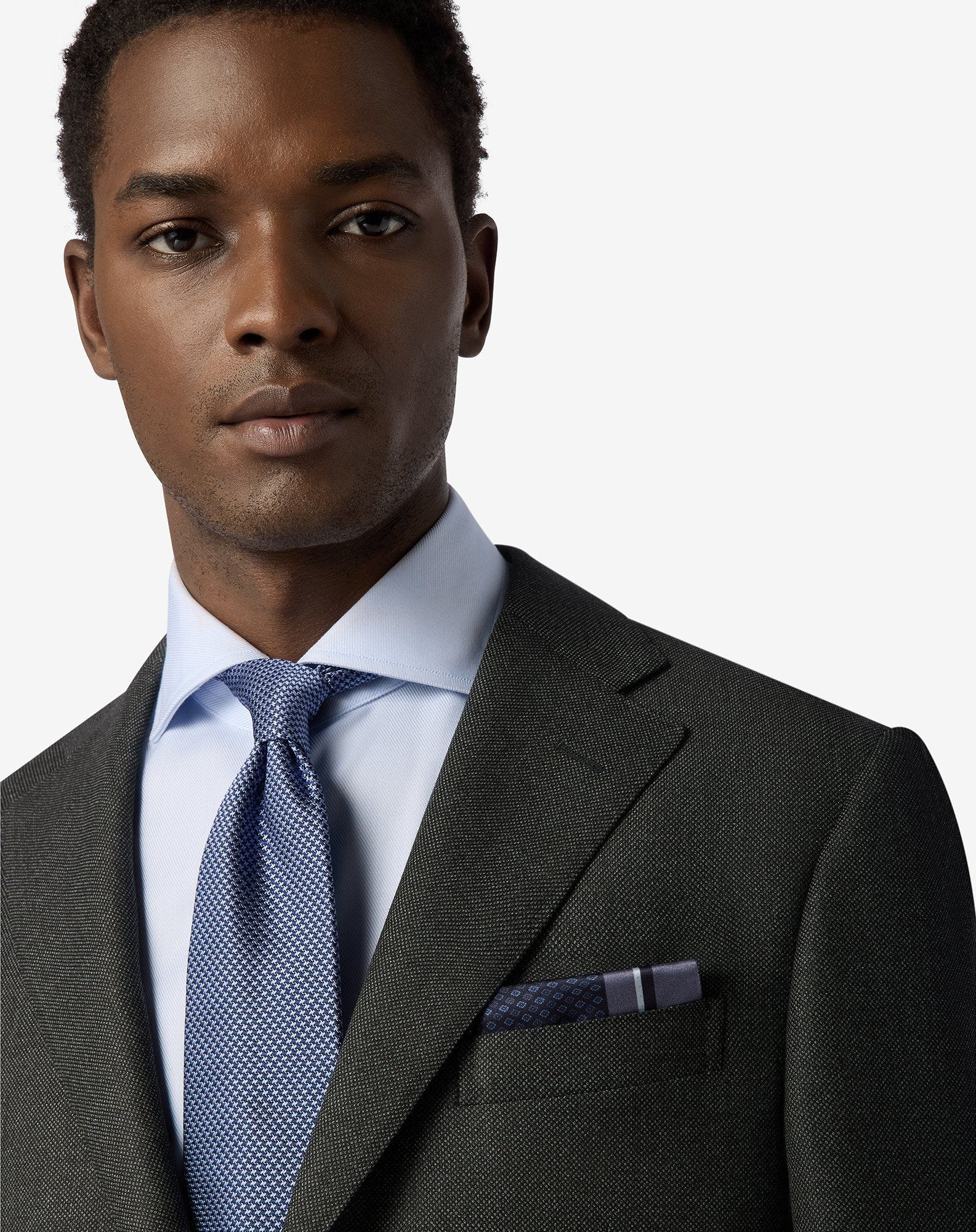 Blue/Grey pure silk pocket square - 2