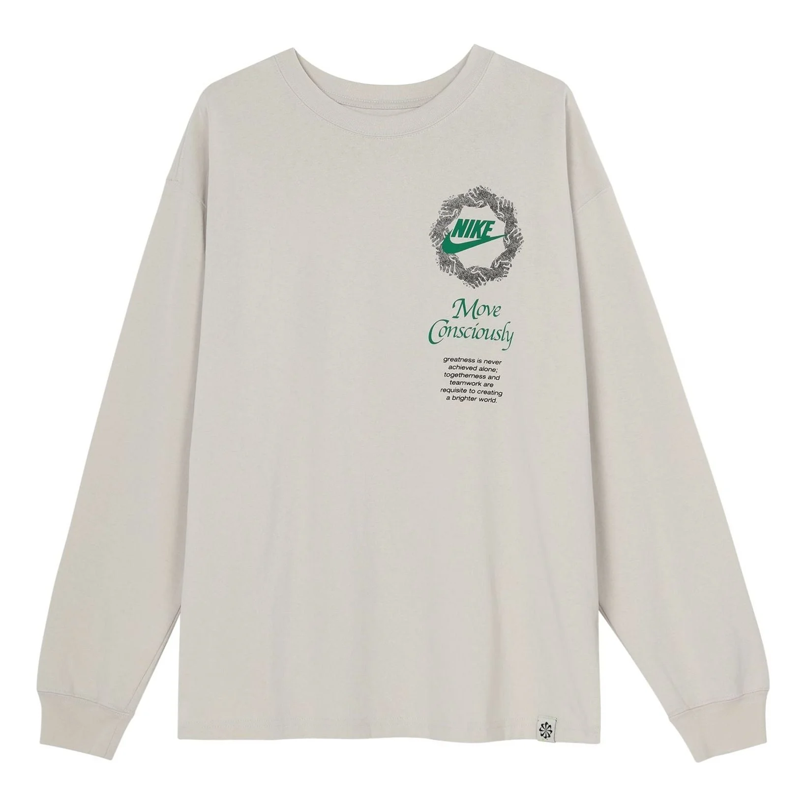 Men's Nike Sportswear Alphabet Printing Long Sleeves Autumn Light Bone T-Shirt DN5141-072 - 1