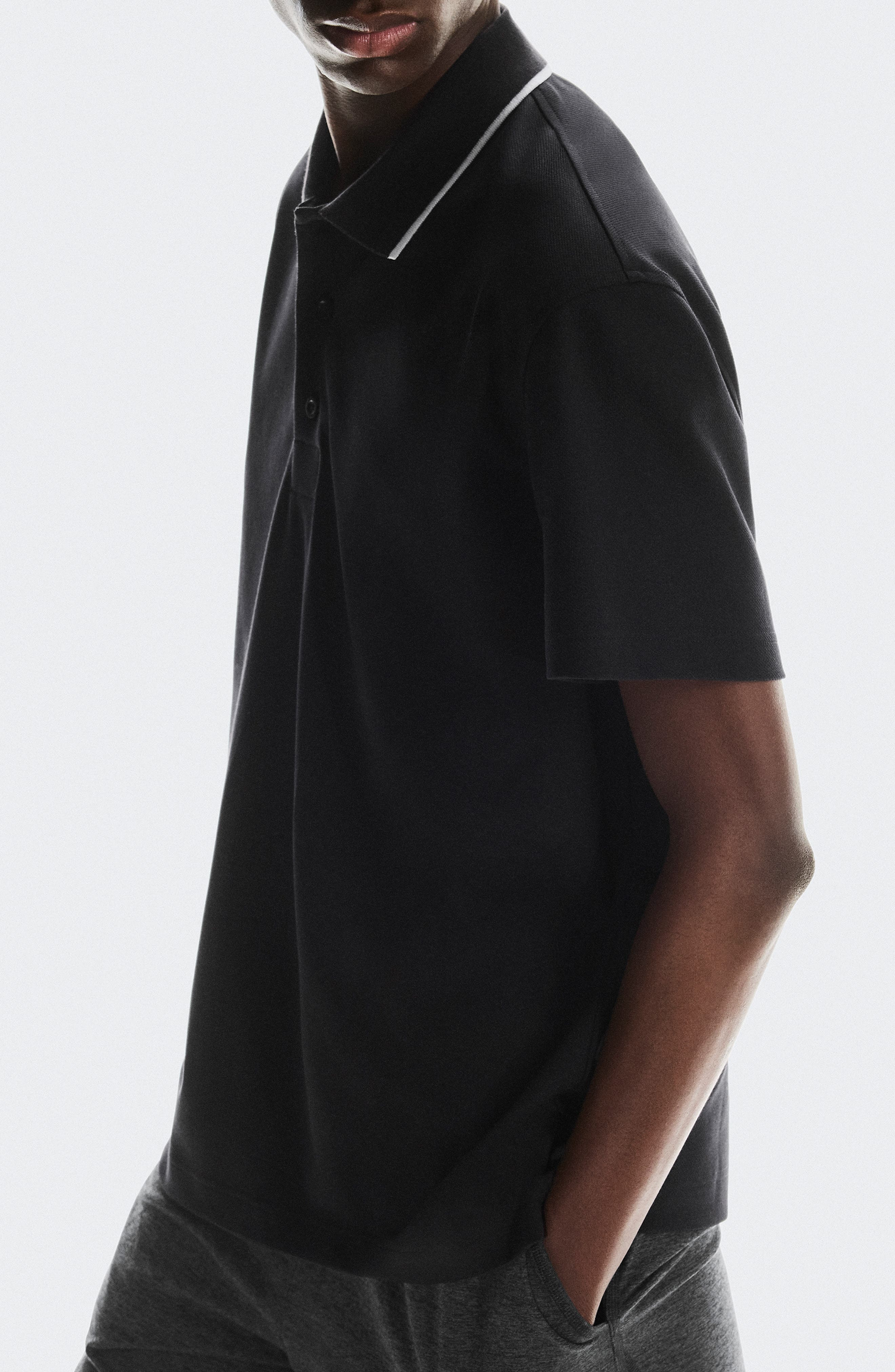 On Courtside Tipped Piqué Polo in Black at Nordstrom - 3