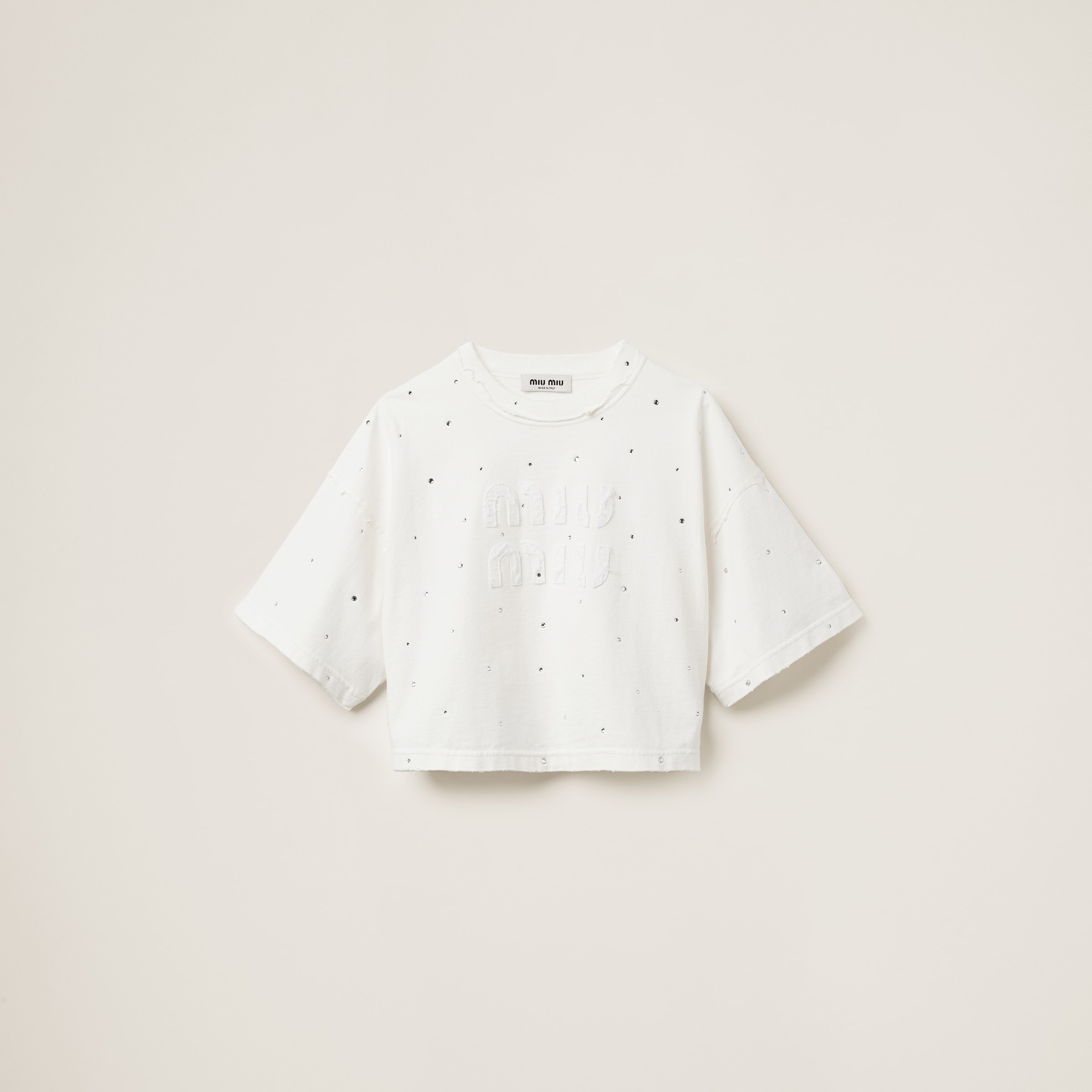 Cotton T-shirt with crystals - 1
