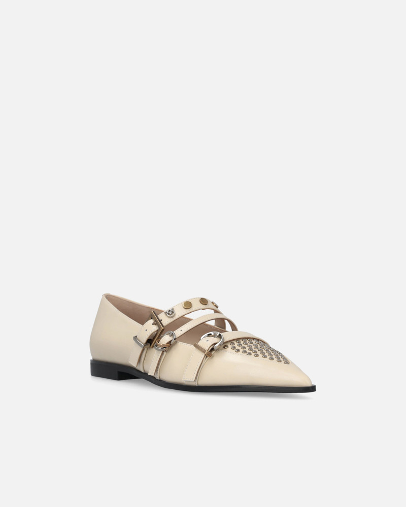 POINTED-TOE LEATHER BALLERINAS WITH STUDS 2