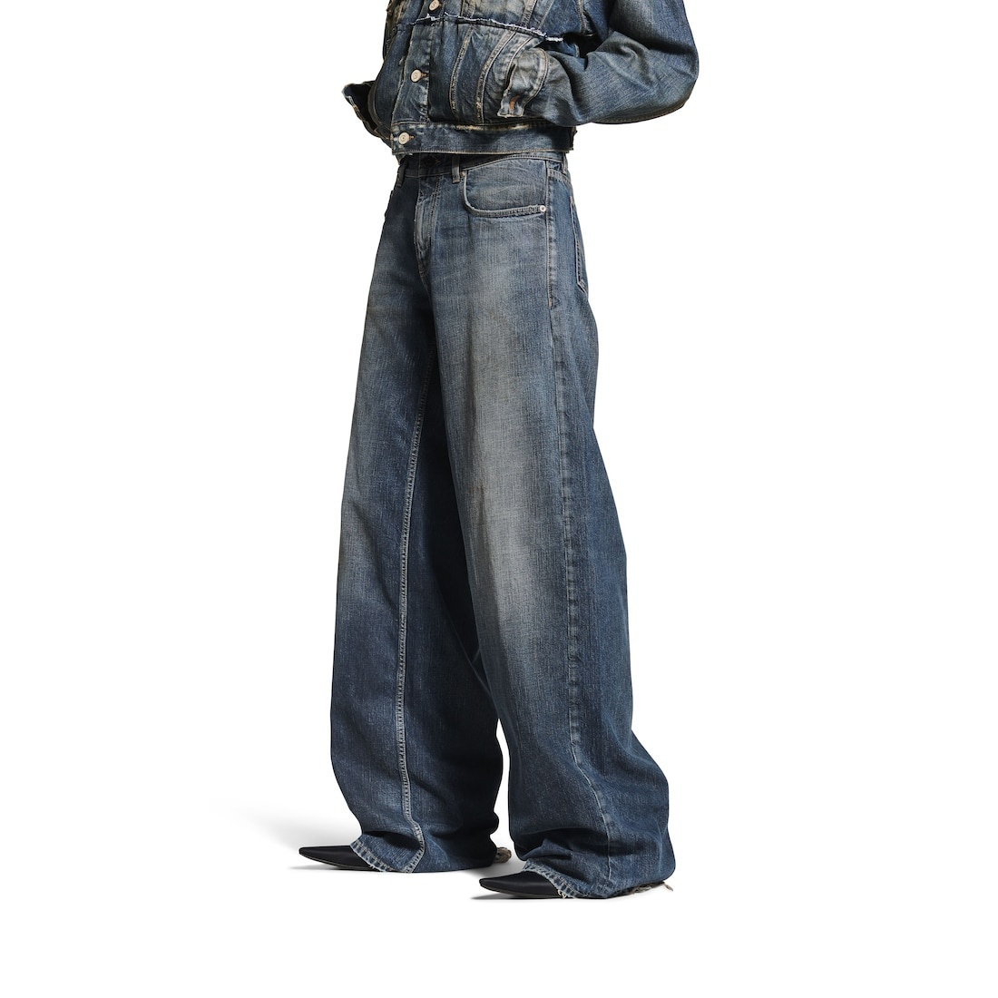 Women's Wide Leg Baggy Pants in Blue - 5