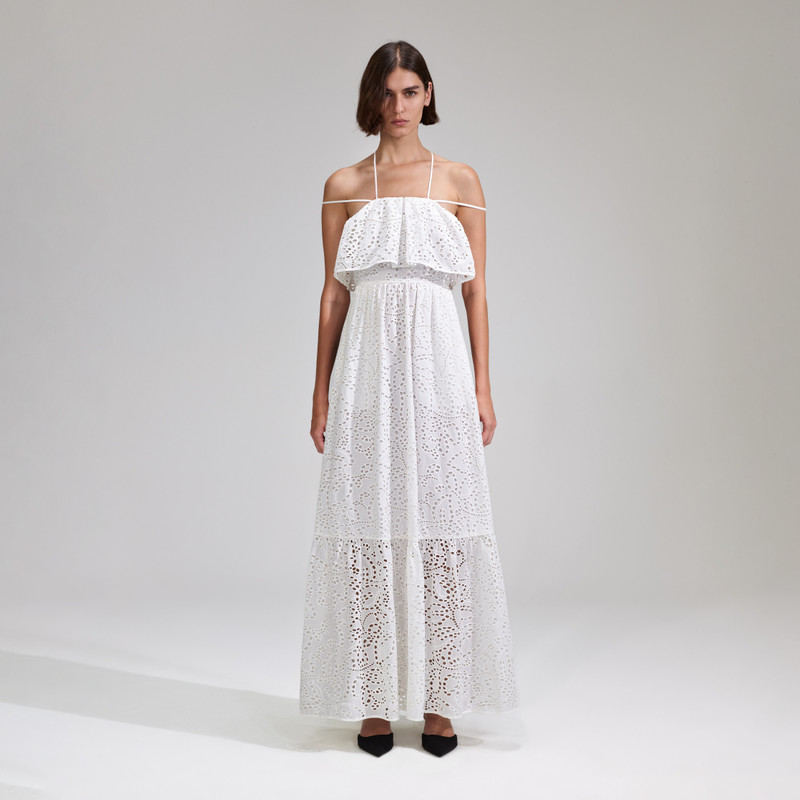 White Broderie Maxi Dress - 1