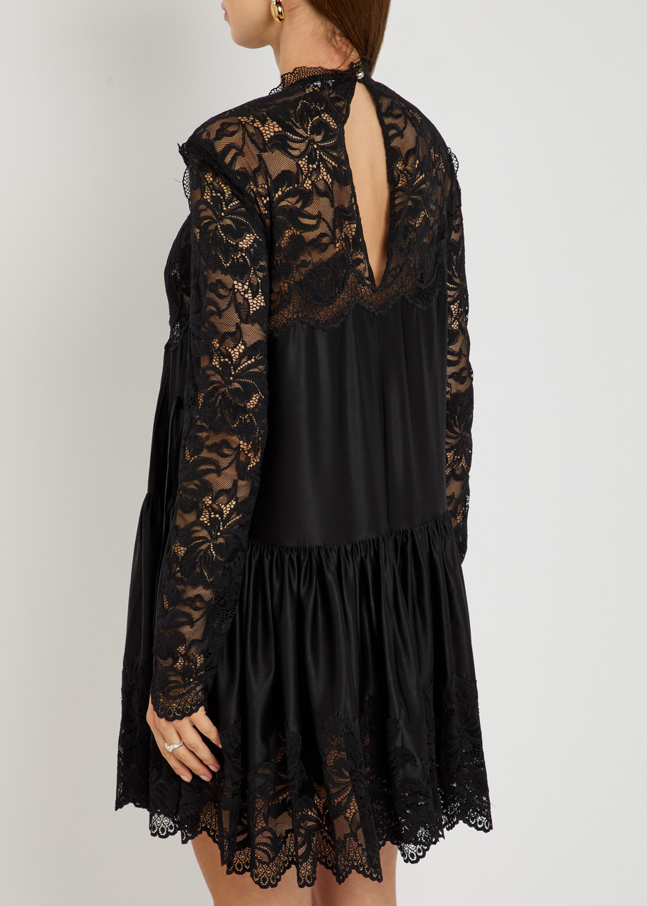 Rabanne Floral Guipure Lace and Satin-jersey Mini Dress - 3