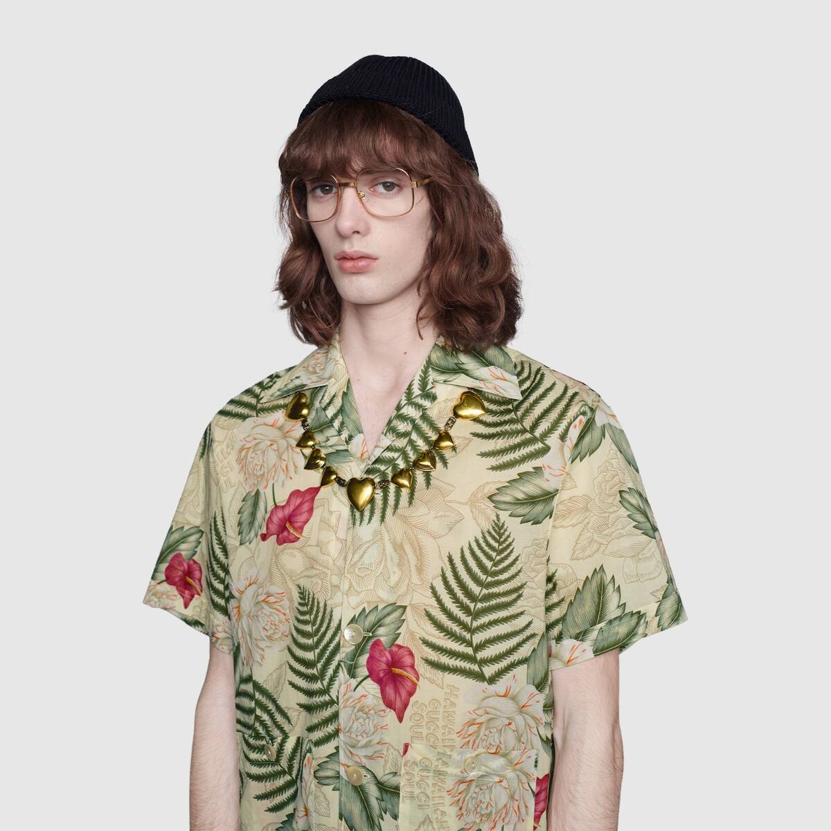 Hawaiian print bowling shirt - 5