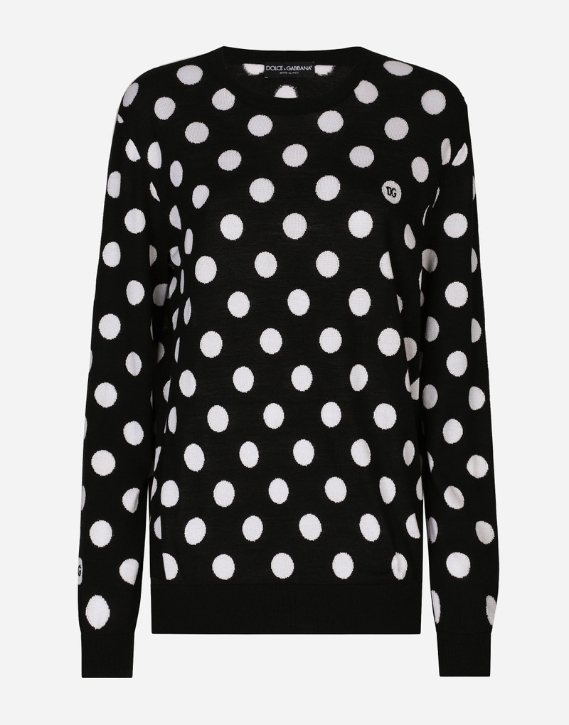Wool and silk sweater with polka-dot inlay 1