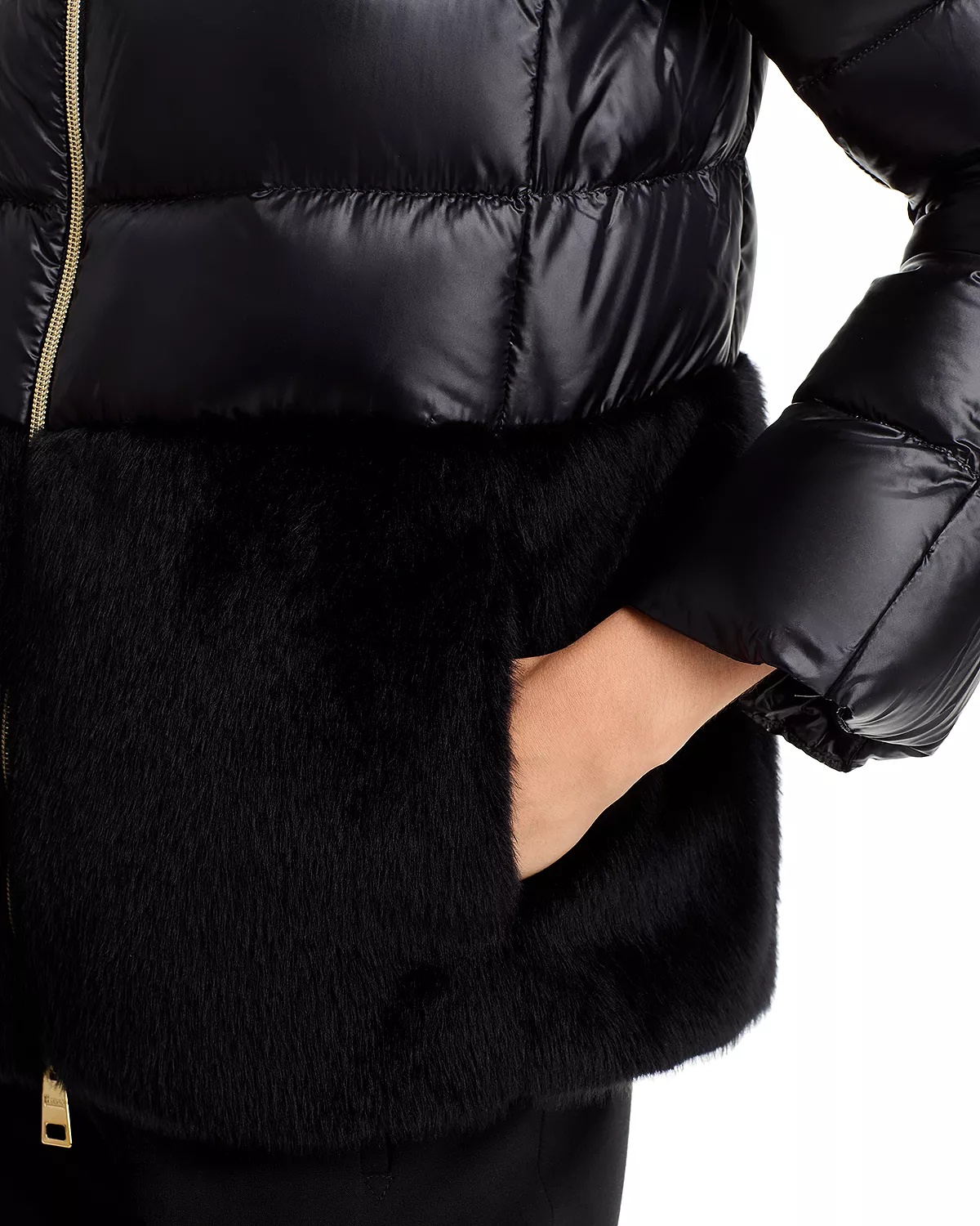 Quilted Faux Fur Trim Coat - 5