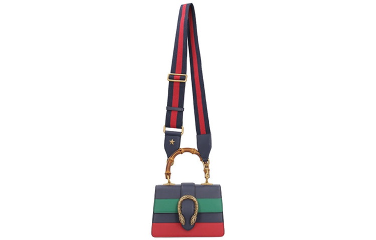 (WMNS) Gucci Dionysus Tiger Head Bamboo Stripe Leather Handbag 'Navy Blue Green Red' 523367-CWLMT-85 - 4