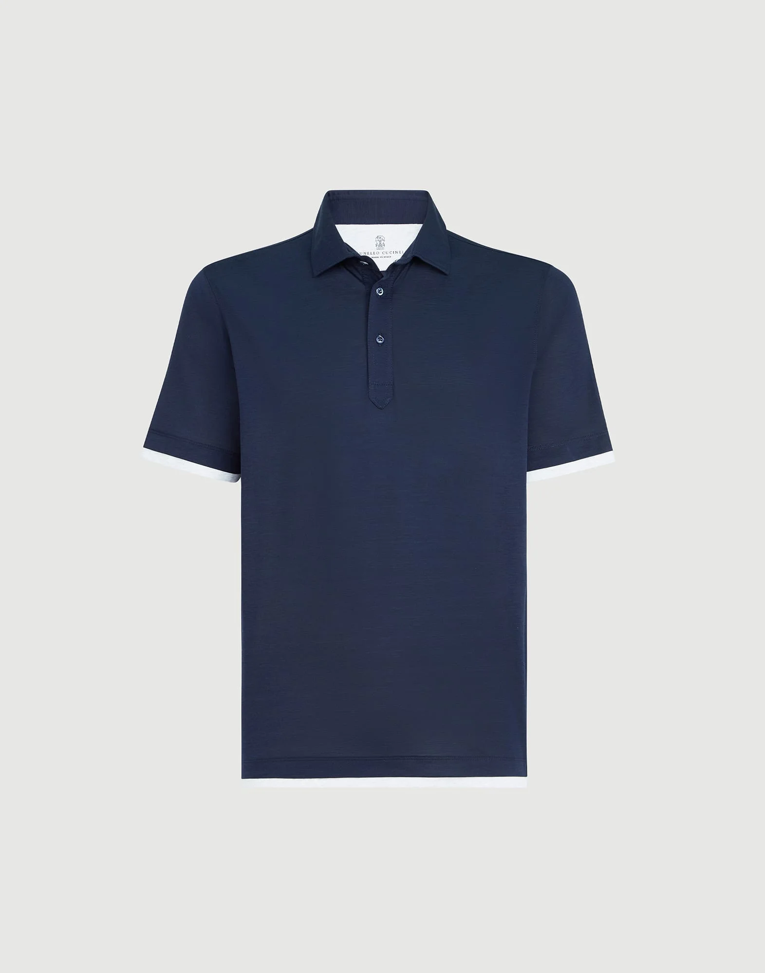 Silk and cotton jersey shirt-style collar polo with faux-layering - 1
