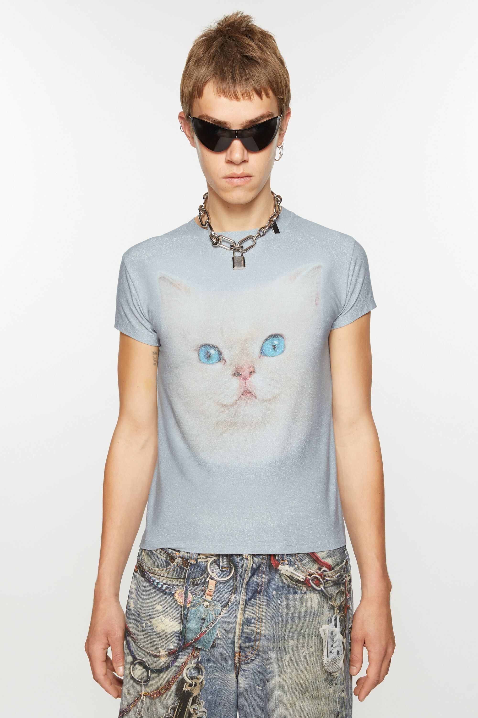 VIP価格★【Acne Studios】LS Pale Blue Cotton T-shirt Acne Studios - Logo Stamp T-shirt | HBX - Globally Curated