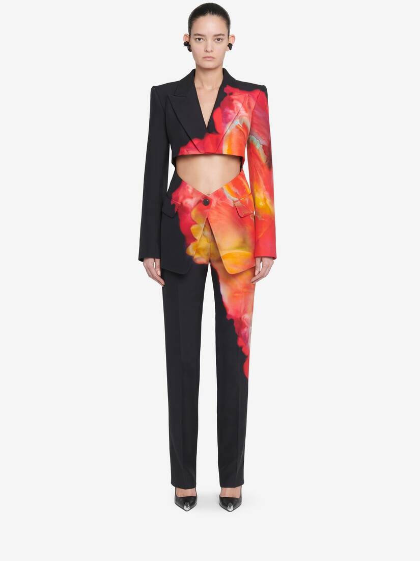 Women's Low-waisted Long Cigarette Trousers in Black - 2