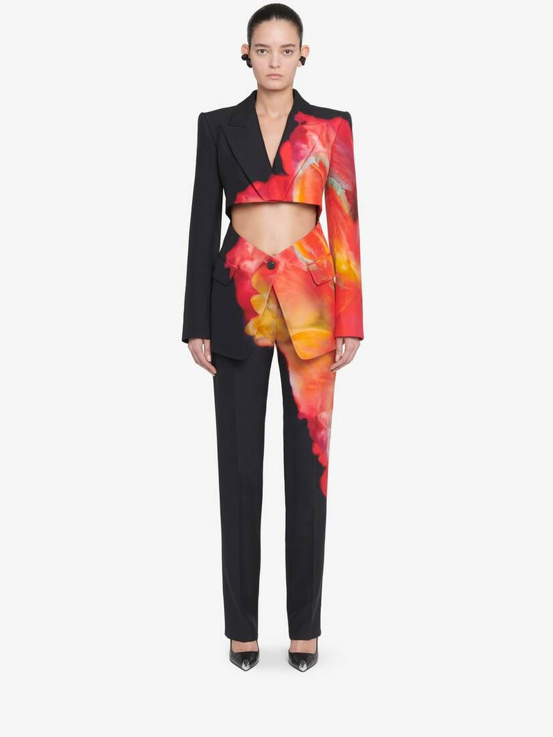 Alexander McQueen Women's Low-waisted Long Cigarette Trousers in Black outlook