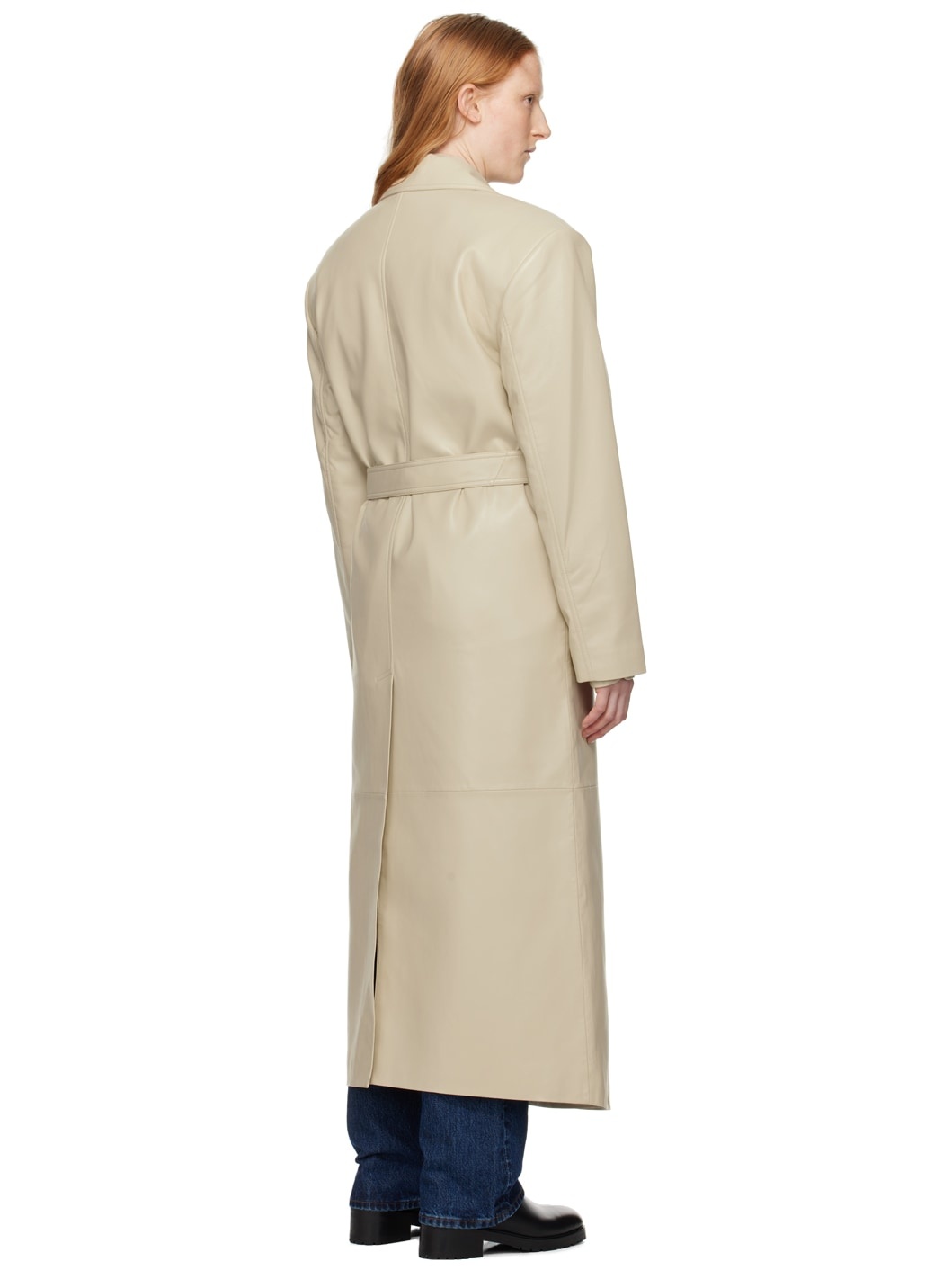 Beige Tina Faux-Leather Trench Coat - 3