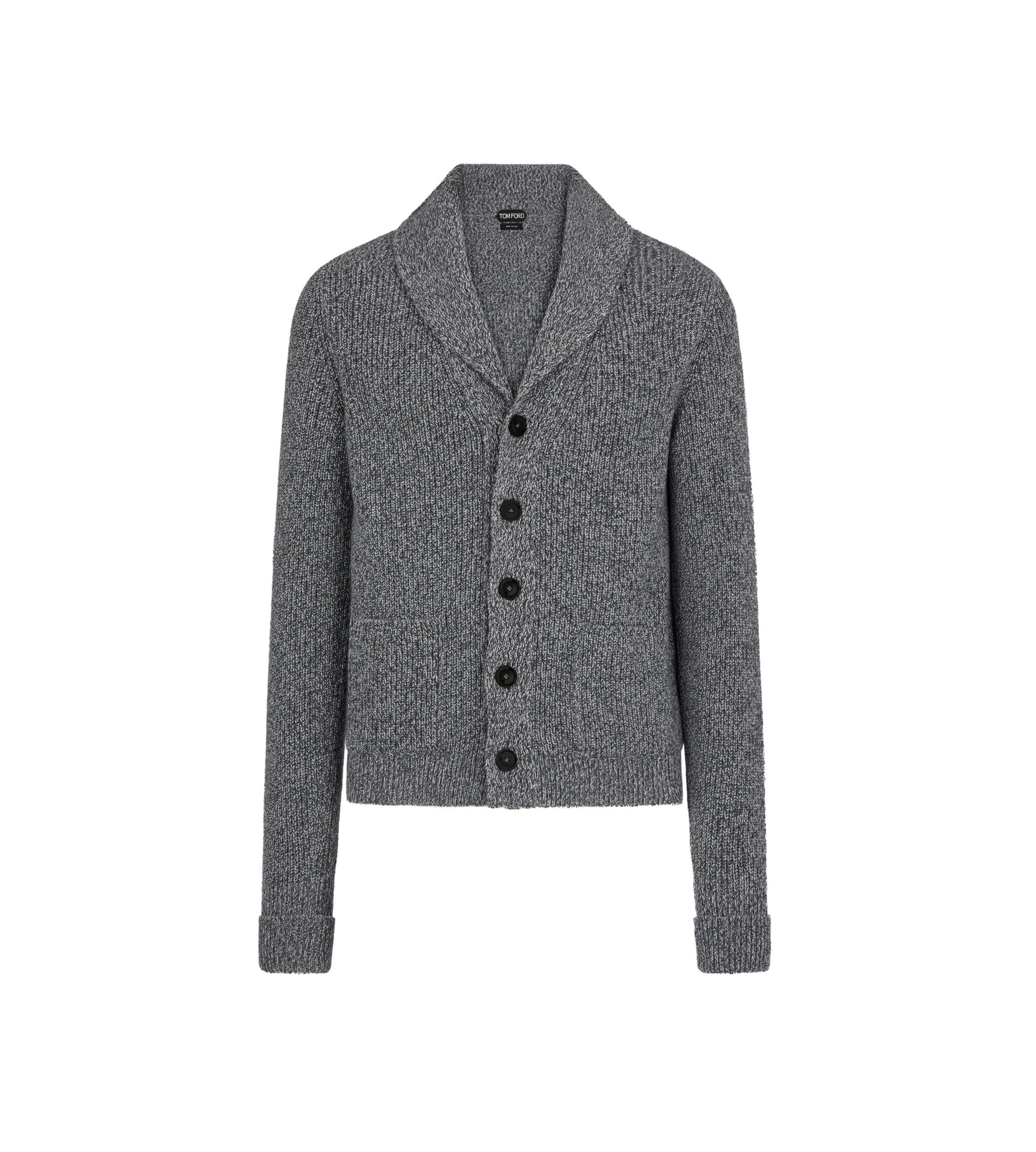 CASHMERE SHAWL COLLAR CARDIGAN - 1