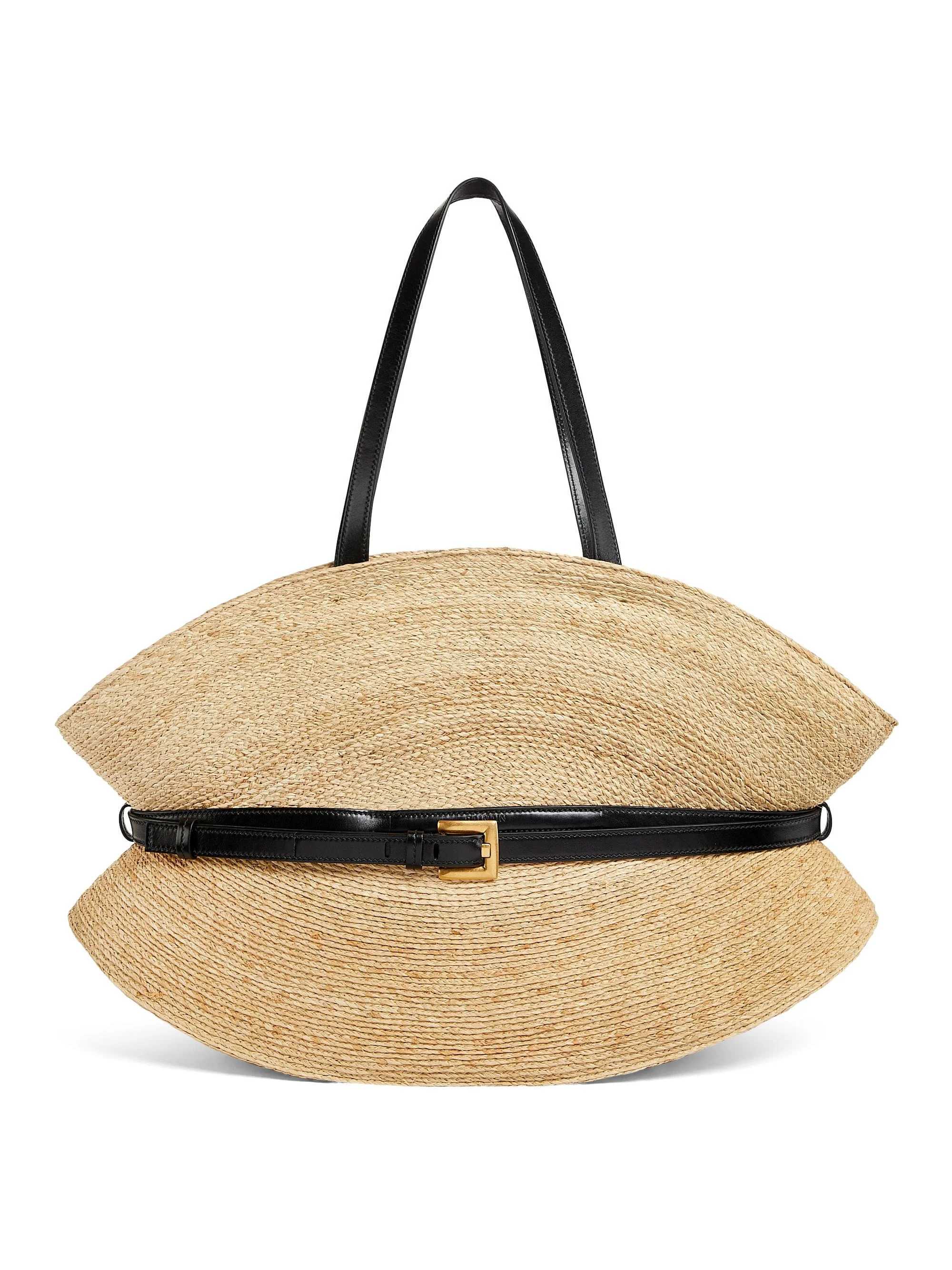 Women's Large Shuffle Raffia Tote Bag - Noir Natural - 1