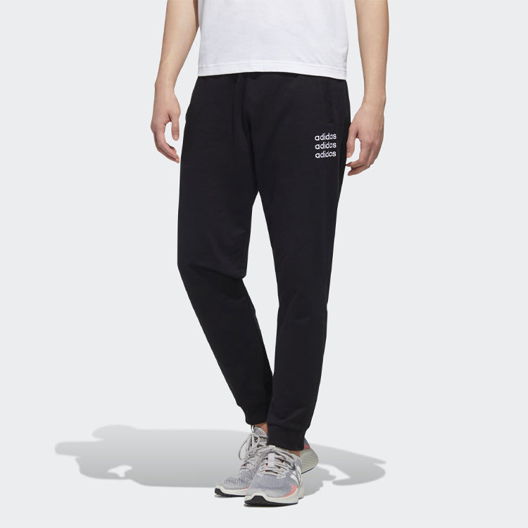 adidas neo Logo Pattern Bundle Feet Casual Sports Pants Black GJ8938 - 3
