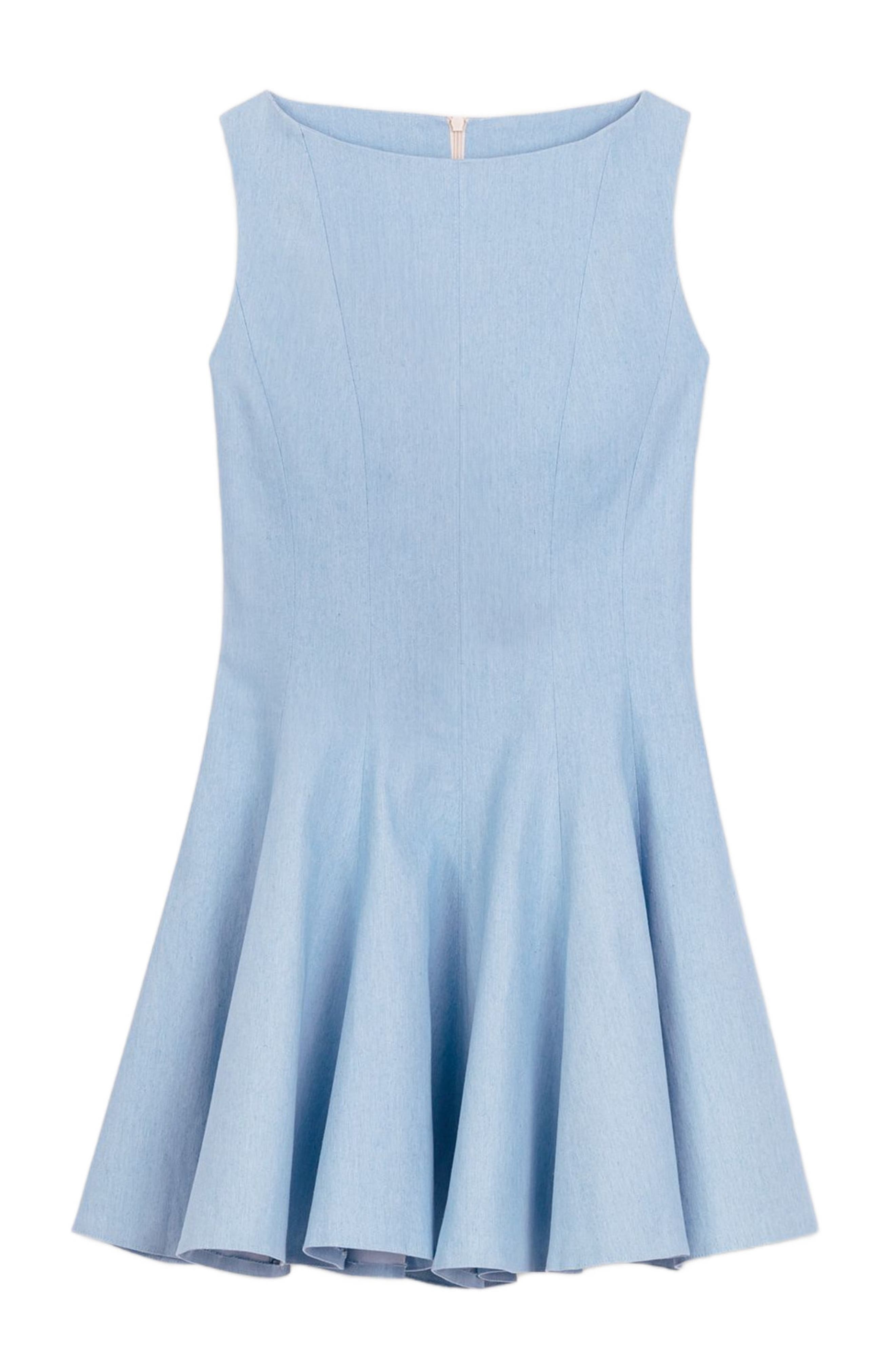 maje Short flared cotton dress in Blue Sky at Nordstrom - 6
