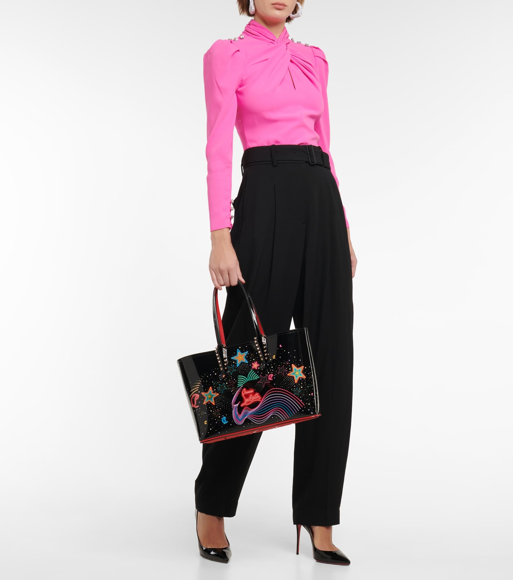 Cabata Small printed leather tote bag - 5