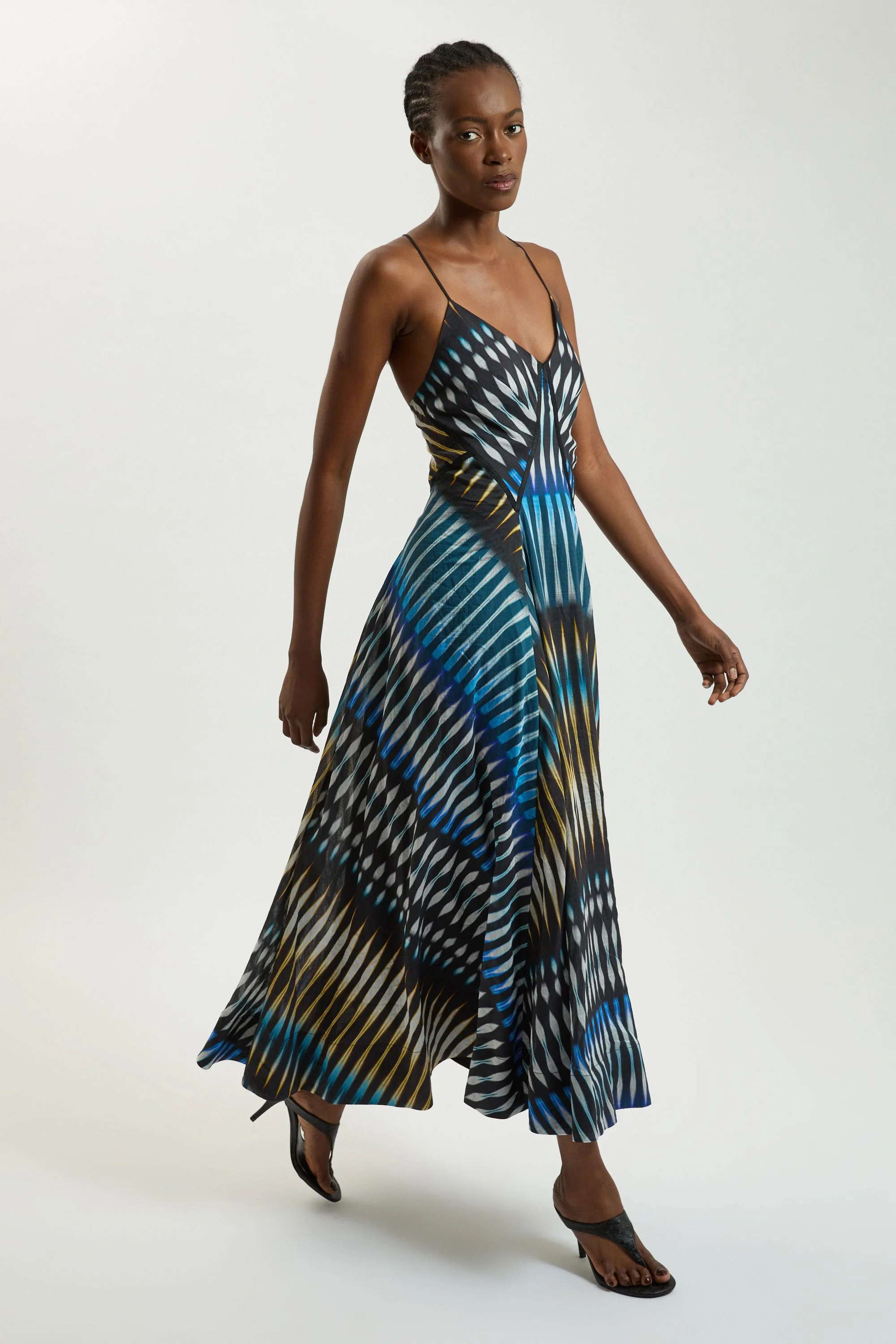 Petite Stripe Strappy Woven Midi Dress - 1