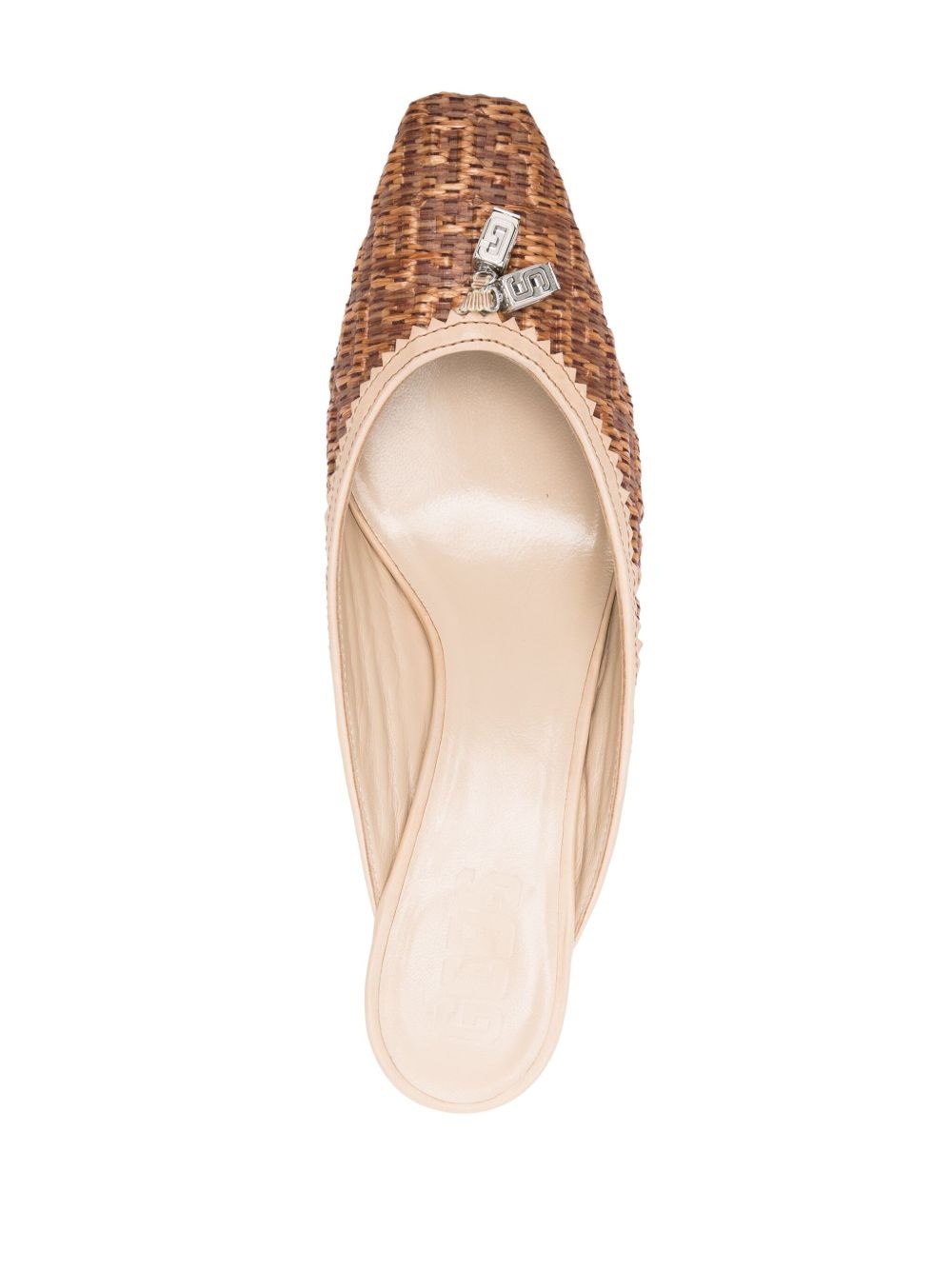 monogram-embossed 60mm raffia mules - 4