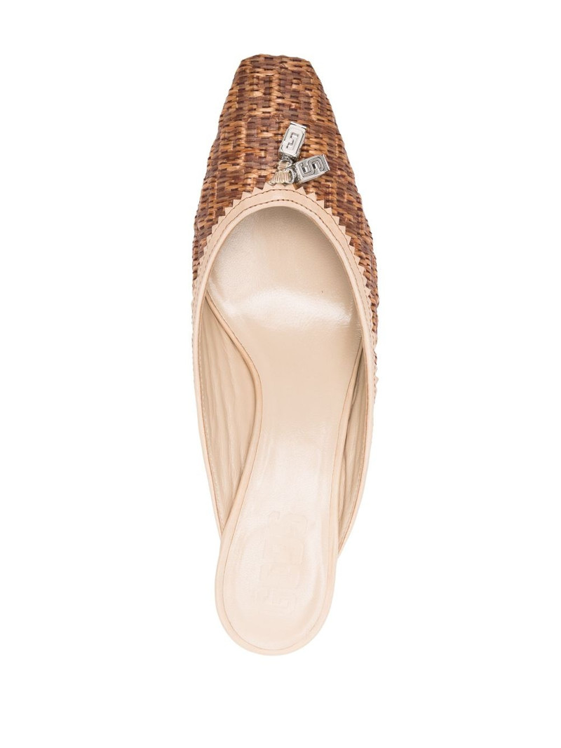 monogram-embossed 60mm raffia mules 4