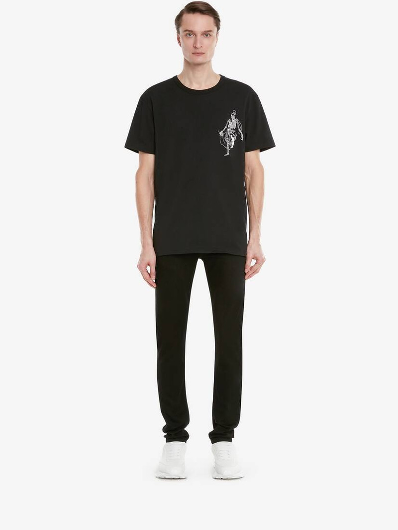 Alexander McQueen Men's Skeleton Motif T-shirt in Black/ivory outlook
