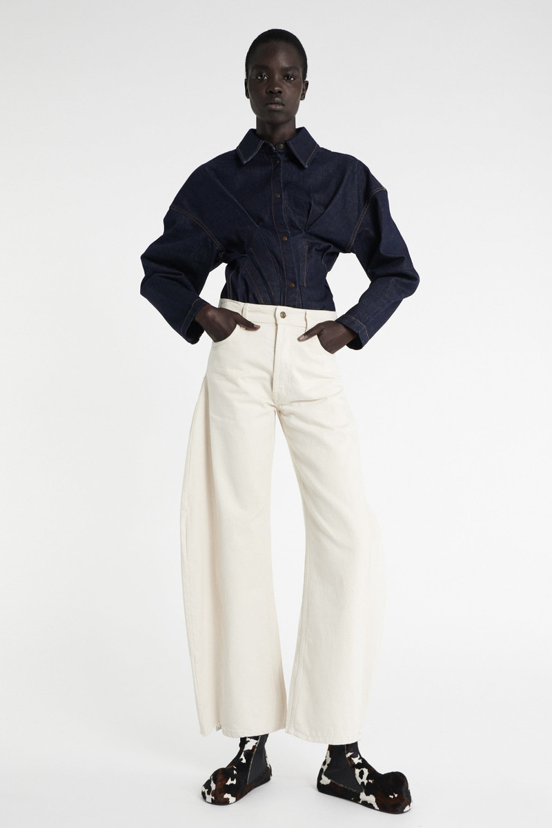 DENIM JEANS WITH INSERTS ECRU 1