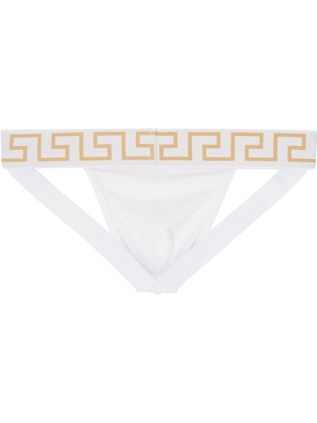 White Greca Border Jockstrap - 2