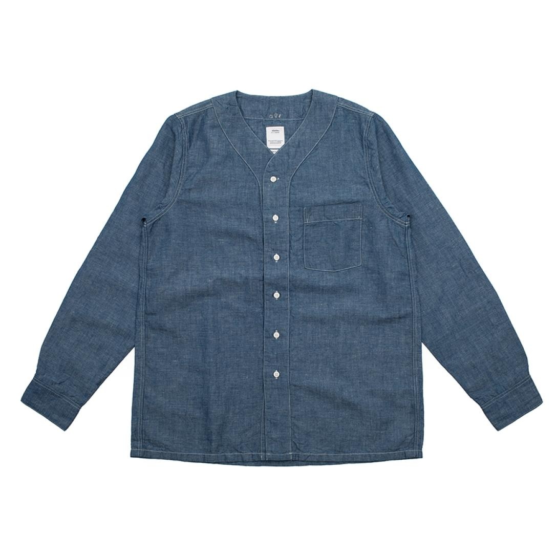 FREE EDGE SHIRT L/S BASEBALL COLLAR BLUE - 1