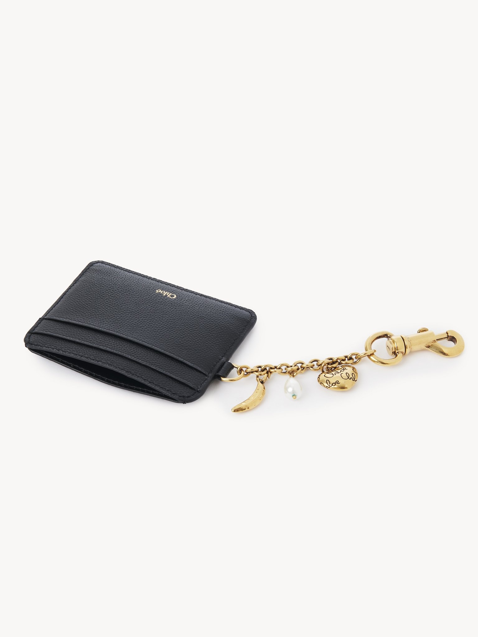 CHLOÉ CHARMS CARD HOLDER IN GRAINED LEATHER - 4