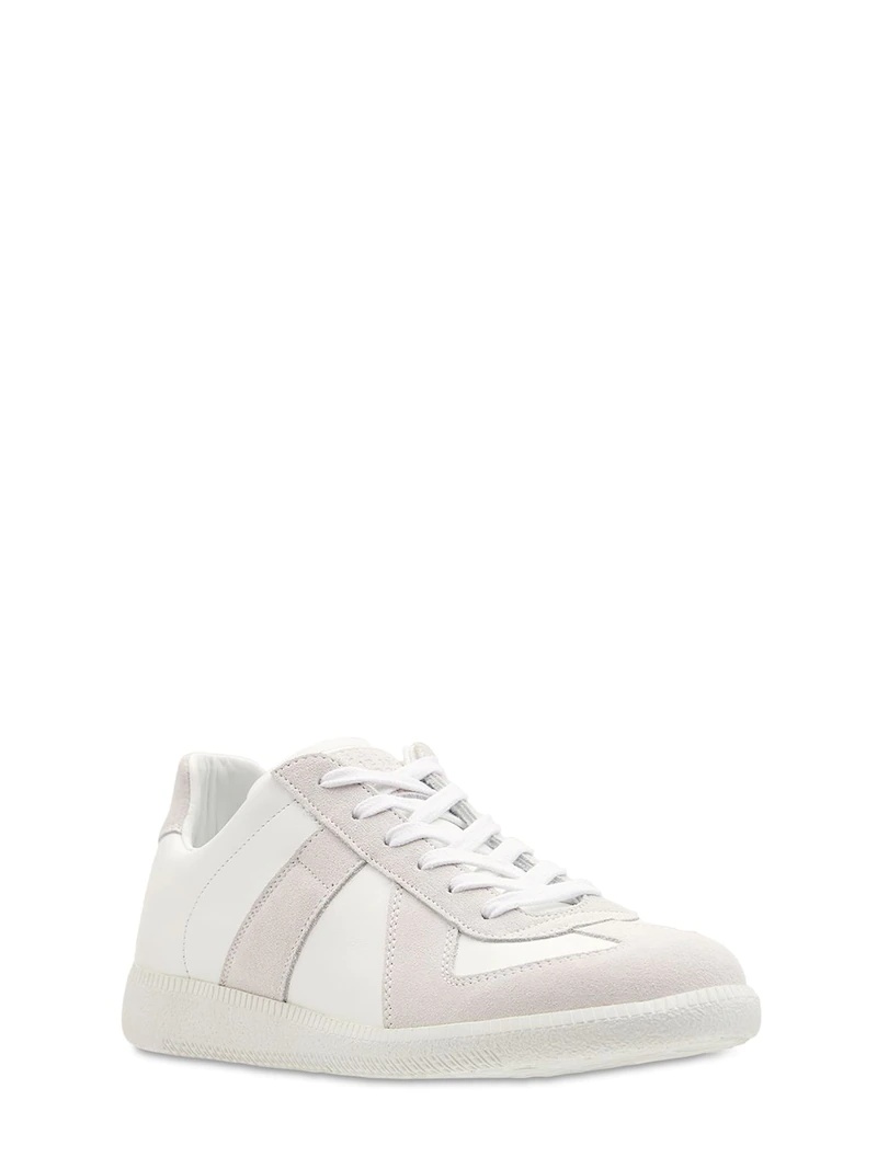 REPLICA LEATHER & SUEDE LOW TOP SNEAKERS - 3