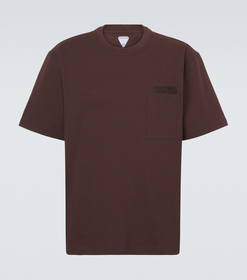 Suede-trimmed cotton jersey T-shirt 1