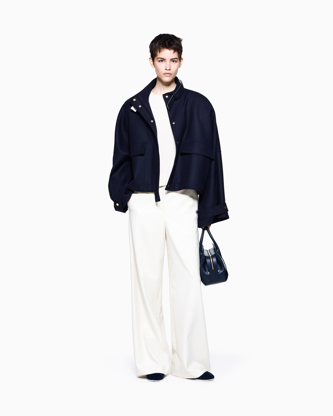 TWO-TONE VIRGIN WOOL PEA COAT - 2