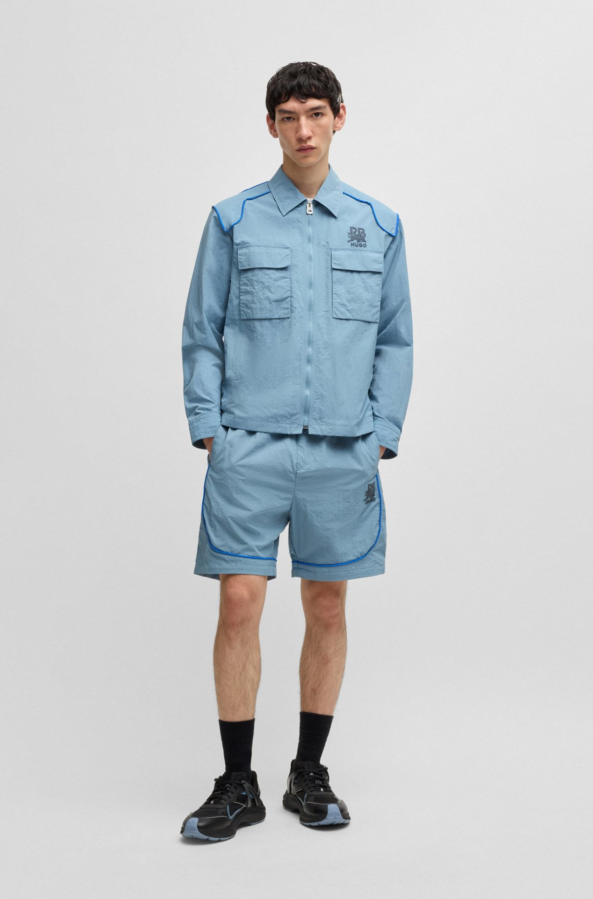 HUGO X RB DRAWSTRING SHORTS WITH PIPING DETAILS - 3