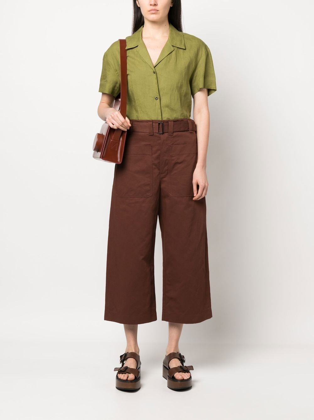 wide-leg cotton-linen trousers - 2