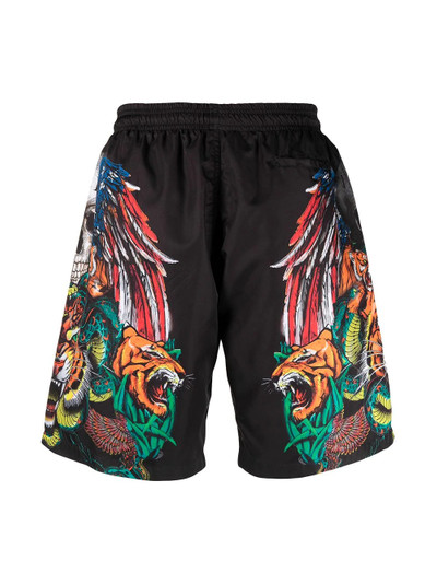 PHILIPP PLEIN tattoo-print swim shorts outlook