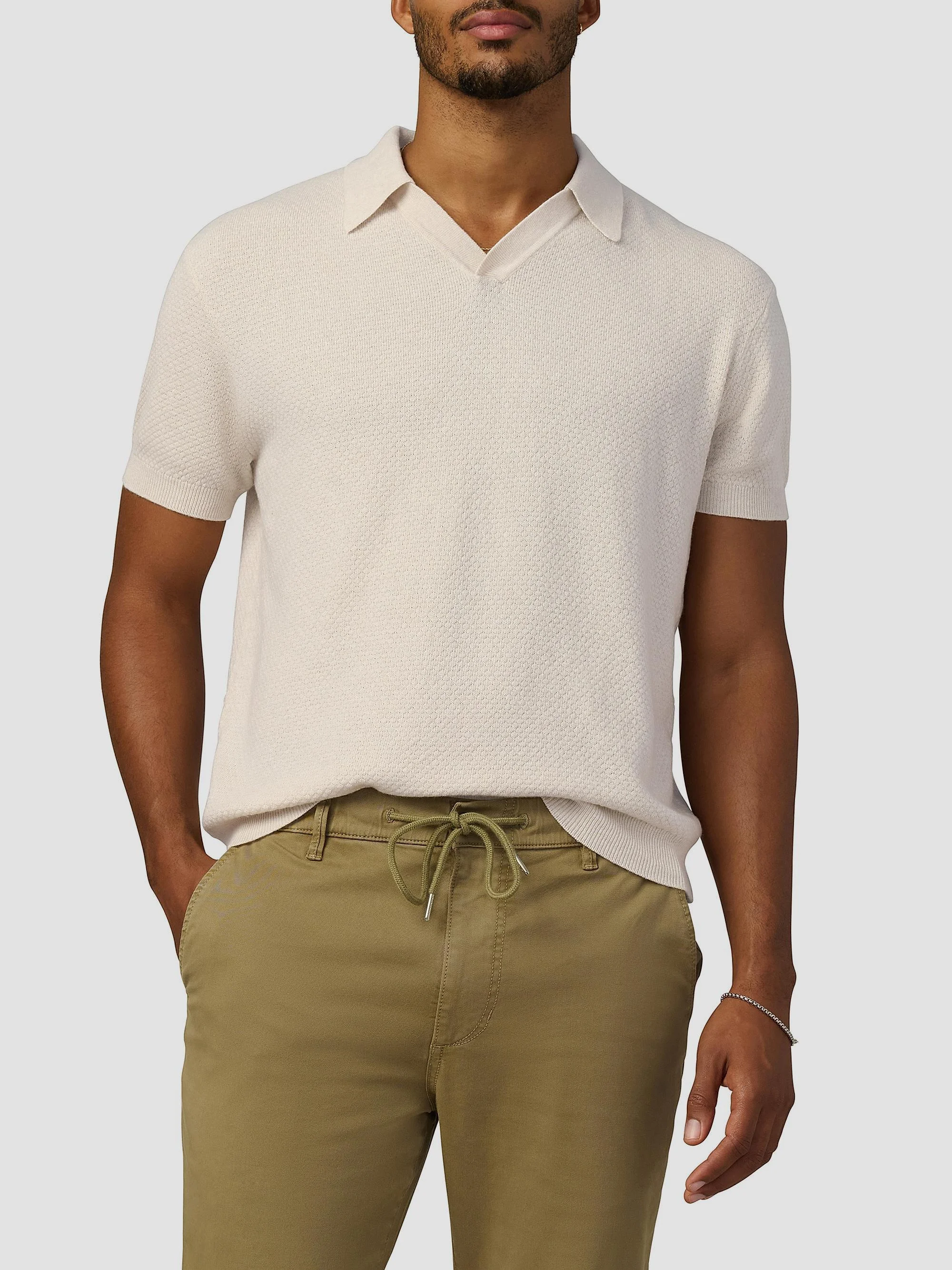 Men's Johnny Honeycomb Knit Polo Shirt - Sandpaper - 1