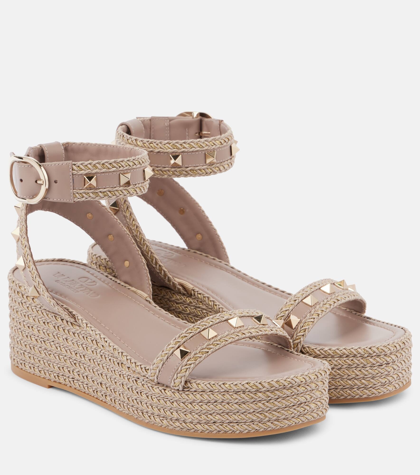 Rockstud leather espadrille sandals - 1