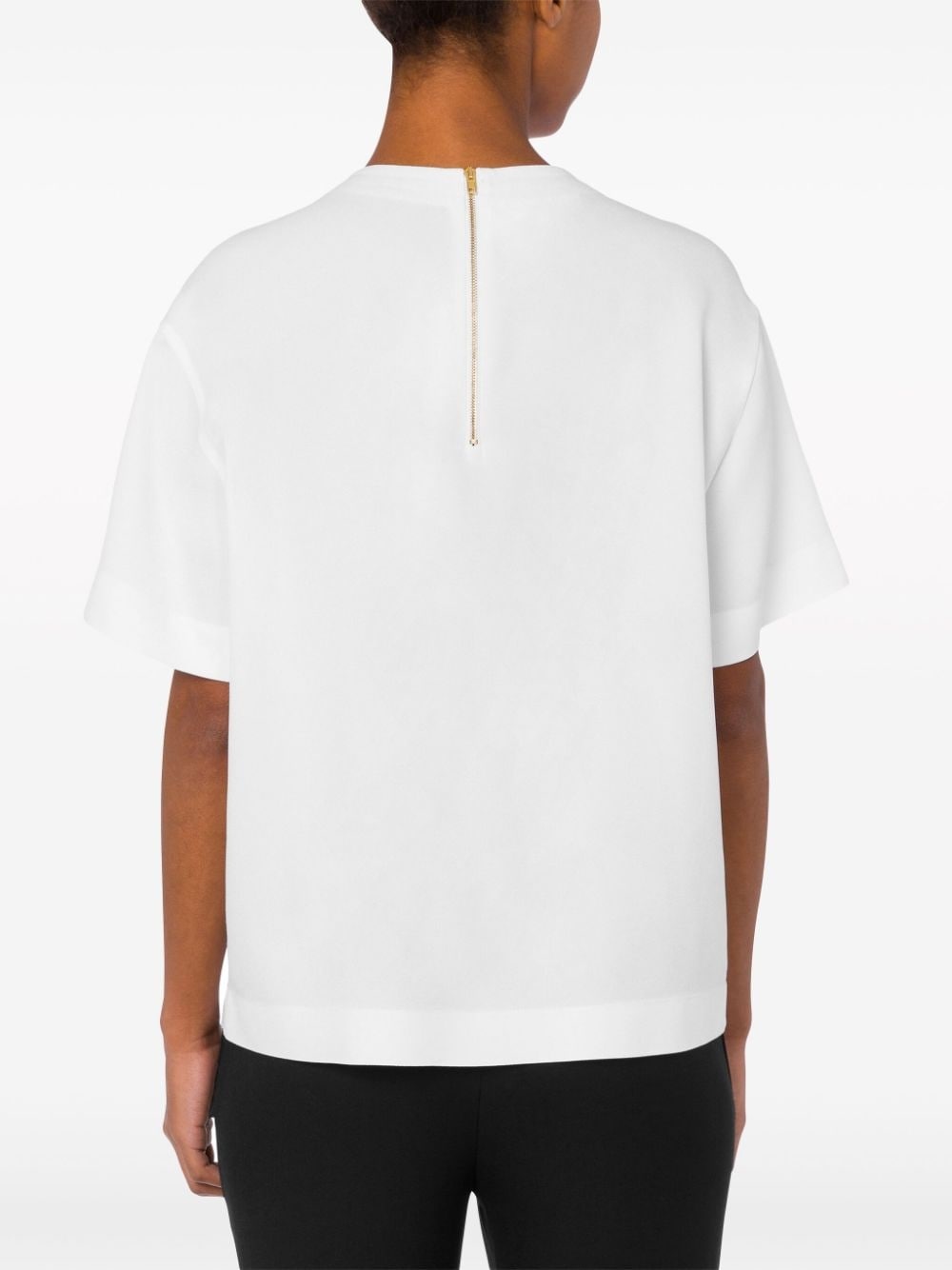 slogan-print zip-up T-shirt - 3
