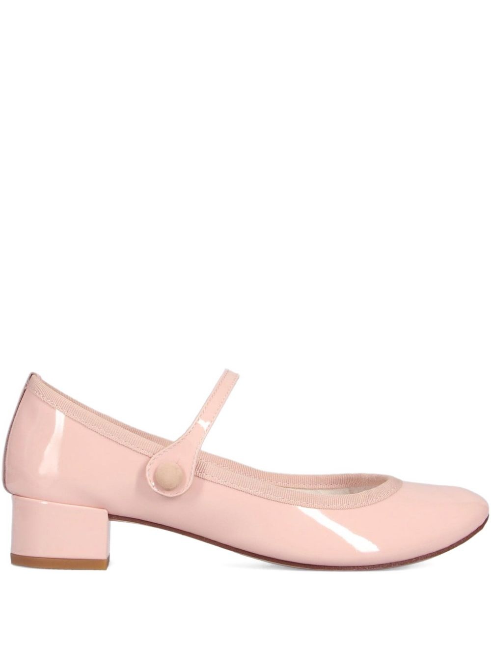 30mm patent leather button-fastening heeled pumps - 1