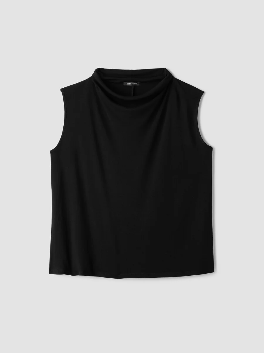 Stretch Silk Jersey Cowl Neck Tank - 1