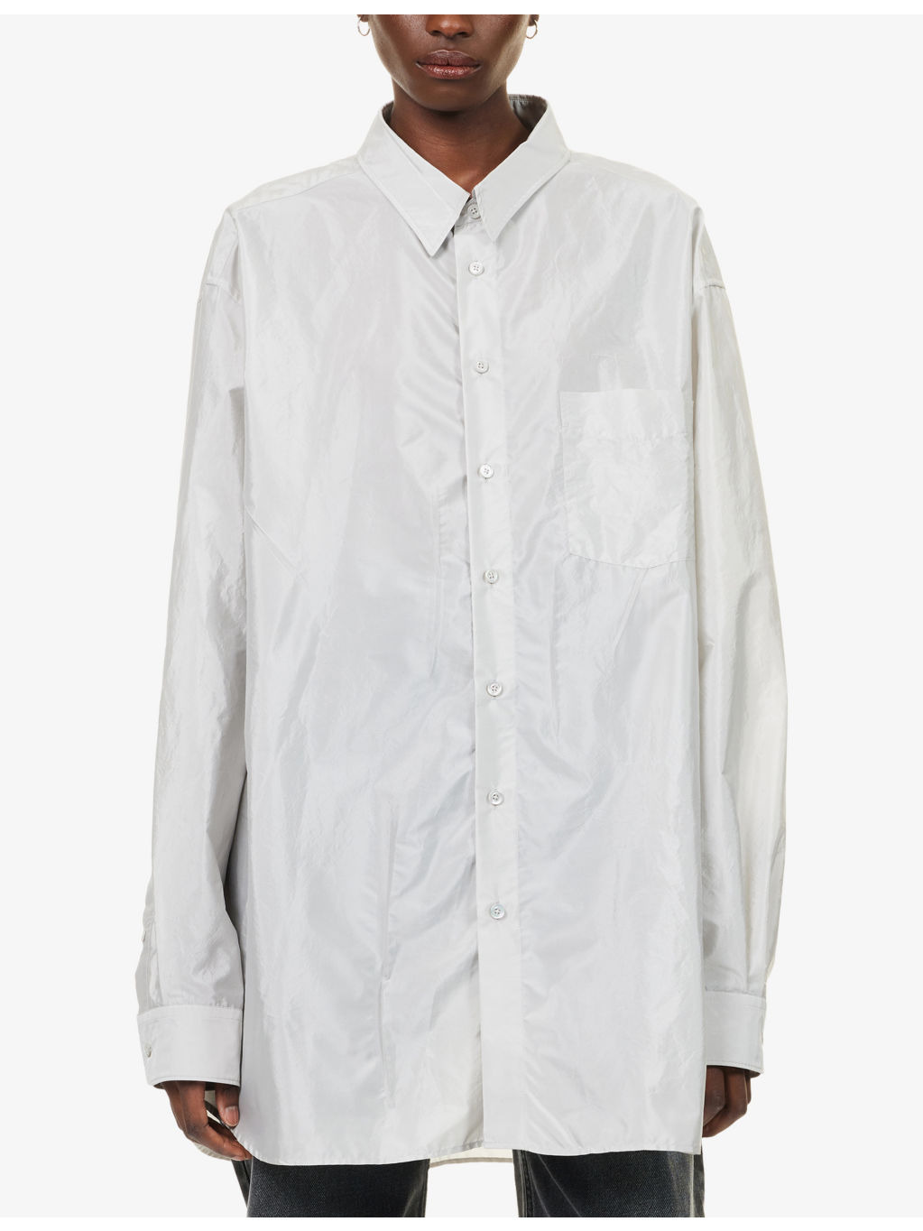 Oversized Long-Sleeves Woven Shirt - 3