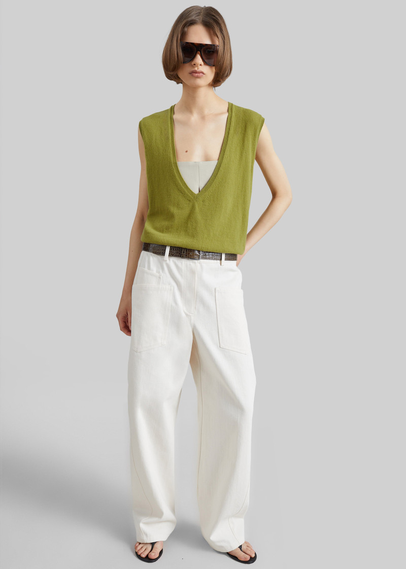 Lizan Deep V Neck Knit Vest - Chartreuse 5